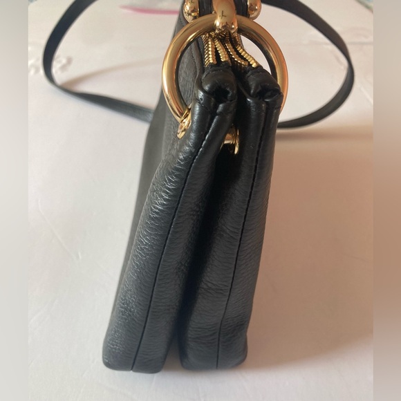 Coach Black Leather crossbody Bag with Gold Accents - Picture 5 of 13